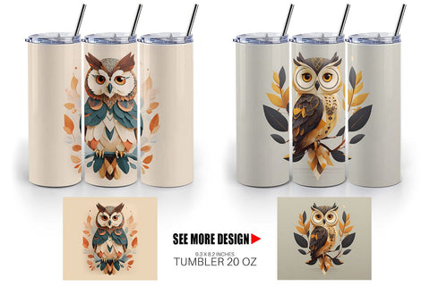 Tumbler Wrap Owl Boho Art Sublimation artnoy 