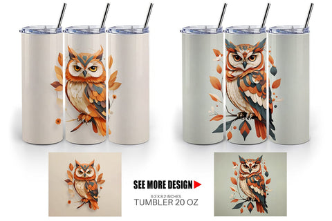 Tumbler Wrap Owl Boho Art Sublimation artnoy 