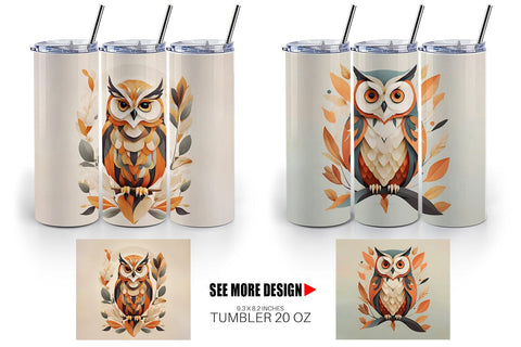 Tumbler Wrap Owl Boho Art Sublimation artnoy 