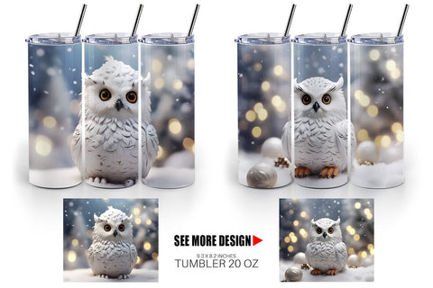 Tumbler Wrap Owl Christmas Sublimation artnoy 