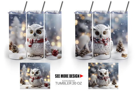 Tumbler Wrap Owl Christmas Sublimation artnoy 