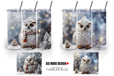 Tumbler Wrap Owl Christmas Sublimation artnoy 