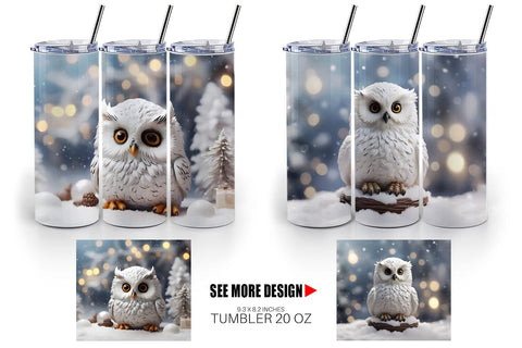 Tumbler Wrap Owl Christmas Sublimation artnoy 