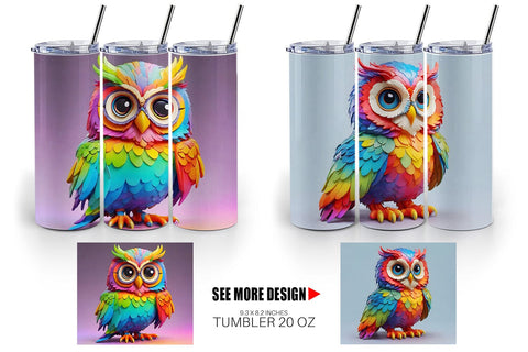 Tumbler Wrap Owl Colorful Sublimation artnoy 