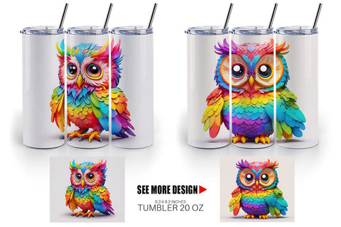 Tumbler Wrap Owl Colorful Sublimation artnoy 