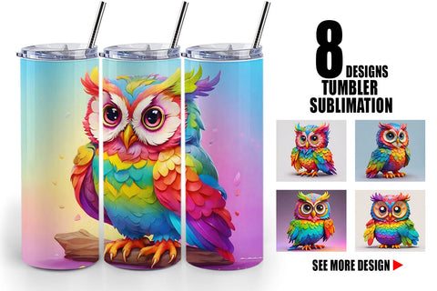 Tumbler Wrap Owl Colorful Sublimation artnoy 