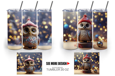 Tumbler Wrap Owl Happy New Year Sublimation artnoy 