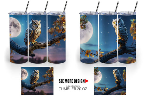 Tumbler Wrap Owl Perched Sublimation artnoy 