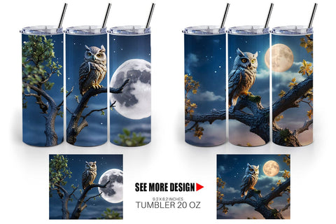 Tumbler Wrap Owl Perched Sublimation artnoy 