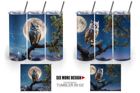 Tumbler Wrap Owl Perched Sublimation artnoy 