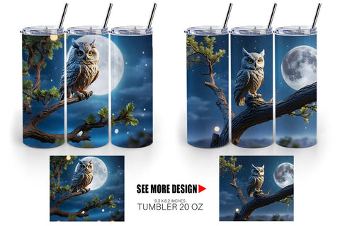 Tumbler Wrap Owl Perched Sublimation artnoy 