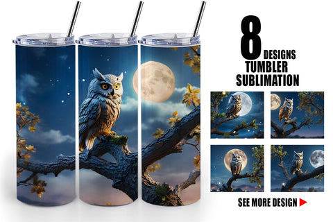 Tumbler Wrap Owl Perched Sublimation artnoy 