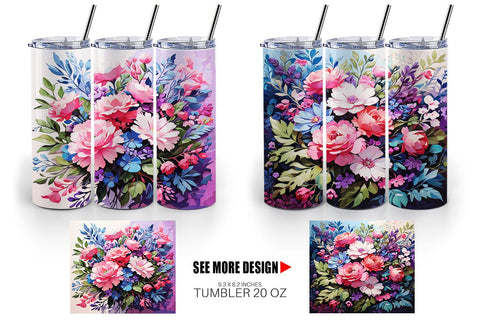 Tumbler Wrap Painting Bouquet Flowers Sublimation artnoy 