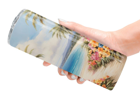 Tumbler Wrap Painting Tropical Beach Sublimation artnoy 