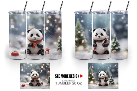 Tumbler Wrap Panda Christmas Sublimation artnoy 