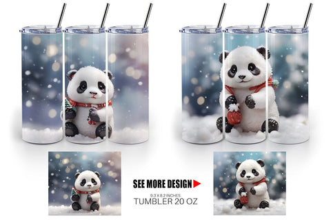 Tumbler Wrap Panda Christmas Sublimation artnoy 