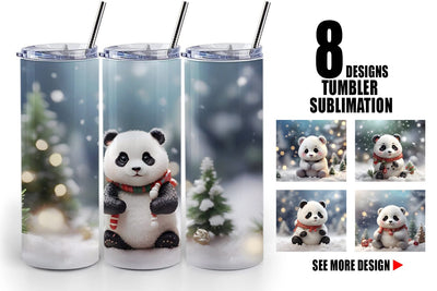 Tumbler Wrap Panda Christmas Sublimation artnoy 