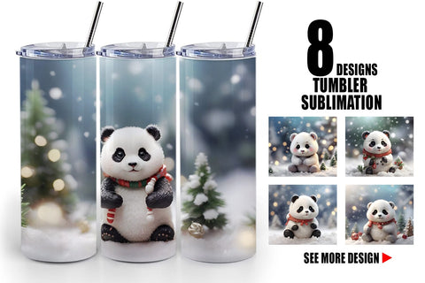 Tumbler Wrap Panda Christmas Sublimation artnoy 