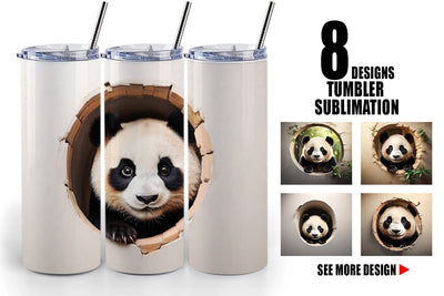 Tumbler Wrap Panda Peeks from Wall Sublimation artnoy 