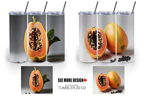 Tumbler Wrap Papaya fruit Sublimation artnoy 