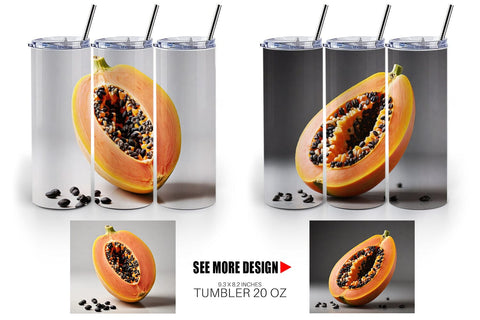 Tumbler Wrap Papaya fruit Sublimation artnoy 