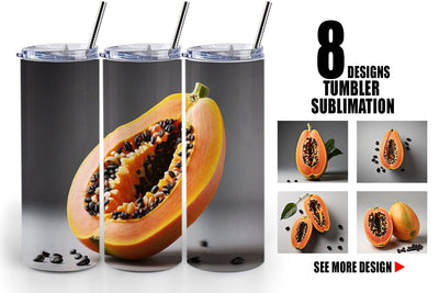 Tumbler Wrap Papaya fruit Sublimation artnoy 