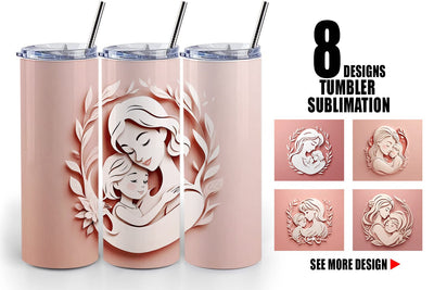 Tumbler Wrap Paper Cut Mother's Day Sublimation artnoy 