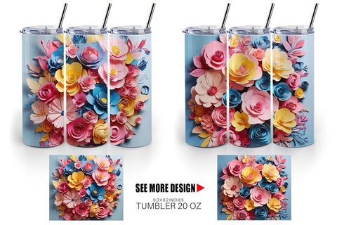 Tumbler Wrap Paper Flower Bouquet Sublimation artnoy 