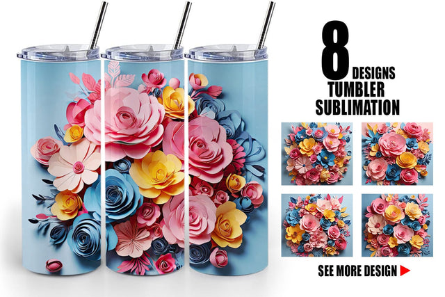 Tumbler Wrap Paper Flower Bouquet Sublimation artnoy 