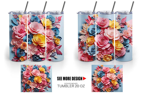 Tumbler Wrap Paper Flower Bouquet Sublimation artnoy 