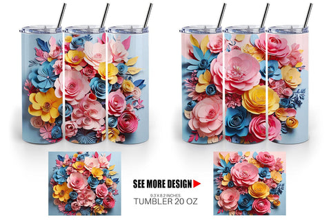 Tumbler Wrap Paper Flower Bouquet Sublimation artnoy 