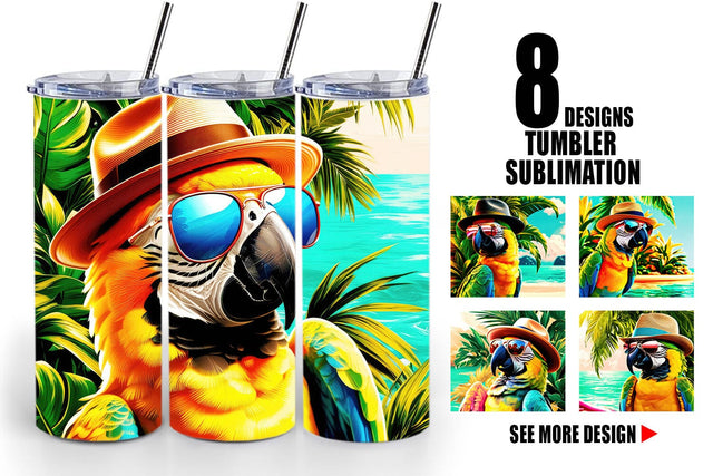 Tumbler Wrap Parrots in Summer Sublimation artnoy 