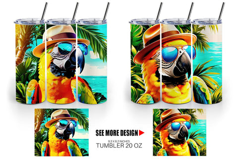 Tumbler Wrap Parrots in Summer Sublimation artnoy 