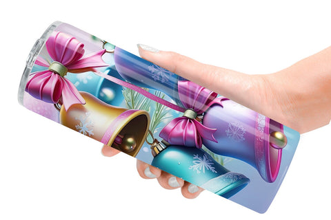 Tumbler Wrap Pastel Christmas Bells Sublimation artnoy 