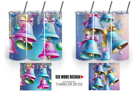 Tumbler Wrap Pastel Christmas Bells Sublimation artnoy 