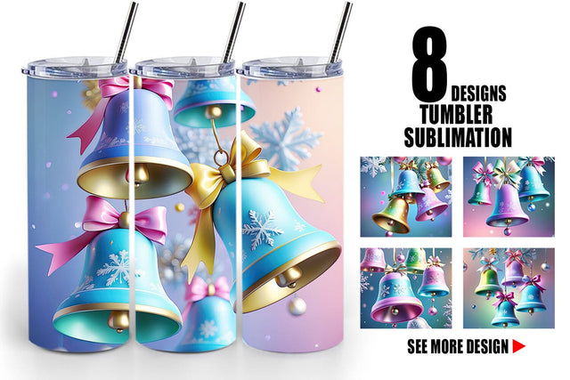Tumbler Wrap Pastel Christmas Bells Sublimation artnoy 