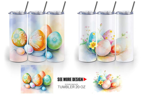 Tumbler Wrap Pastel Easter Eggs Sublimation artnoy 