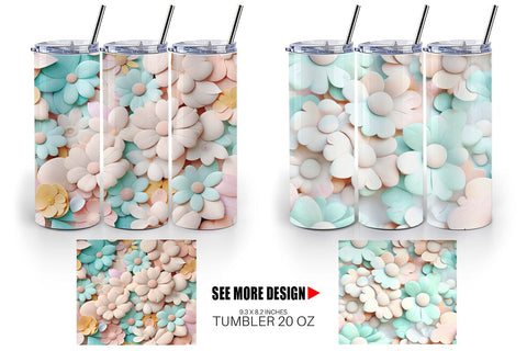 Tumbler Wrap Pastel Flower Pattern Sublimation artnoy 