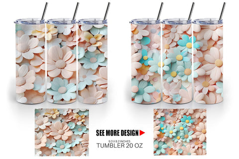 Tumbler Wrap Pastel Flower Pattern Sublimation artnoy 