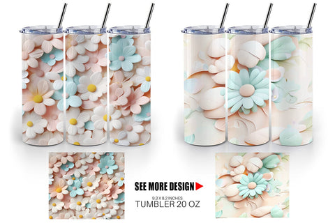 Tumbler Wrap Pastel Flower Pattern Sublimation artnoy 