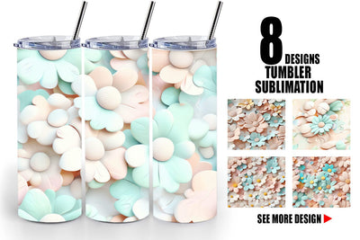 Tumbler Wrap Pastel Flower Pattern Sublimation artnoy 