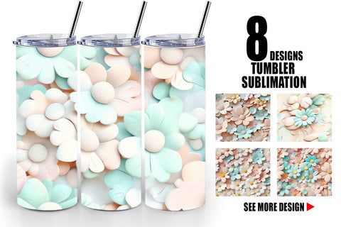 Tumbler Wrap Pastel Flower Pattern Sublimation artnoy 
