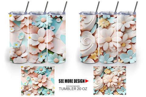 Tumbler Wrap Pastel Flower Pattern Sublimation artnoy 