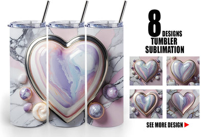 Tumbler Wrap Pastel Heart Marble Sublimation artnoy 