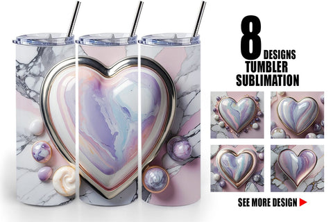 Tumbler Wrap Pastel Heart Marble Sublimation artnoy 
