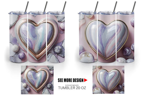 Tumbler Wrap Pastel Heart Marble Sublimation artnoy 