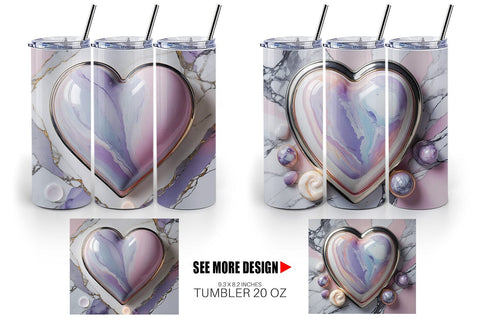 Tumbler Wrap Pastel Heart Marble Sublimation artnoy 