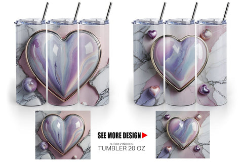 Tumbler Wrap Pastel Heart Marble Sublimation artnoy 