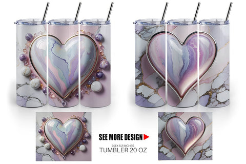 Tumbler Wrap Pastel Heart Marble Sublimation artnoy 