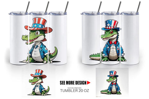 Tumbler Wrap Patriotic Alligator Sublimation artnoy 